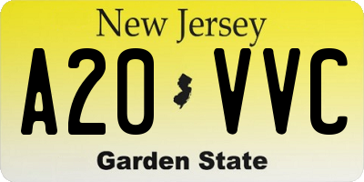 NJ license plate A20VVC