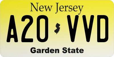 NJ license plate A20VVD