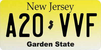 NJ license plate A20VVF