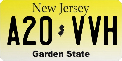 NJ license plate A20VVH