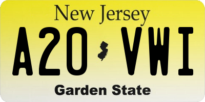NJ license plate A20VWI
