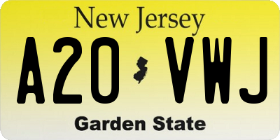 NJ license plate A20VWJ