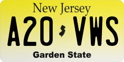 NJ license plate A20VWS