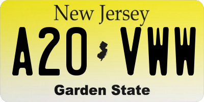 NJ license plate A20VWW
