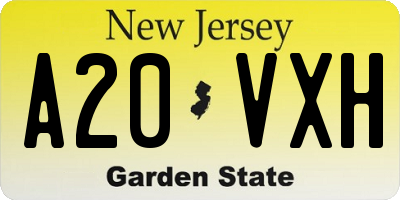 NJ license plate A20VXH