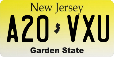 NJ license plate A20VXU