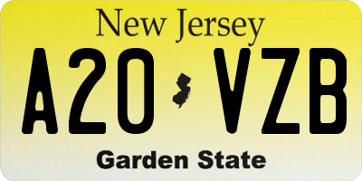 NJ license plate A20VZB