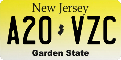 NJ license plate A20VZC