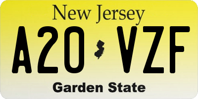 NJ license plate A20VZF