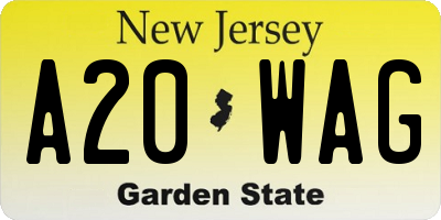NJ license plate A20WAG
