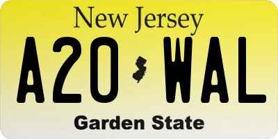 NJ license plate A20WAL