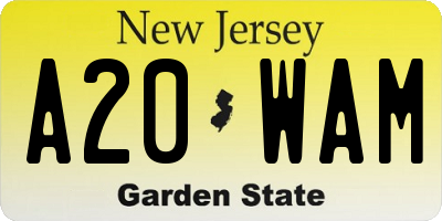 NJ license plate A20WAM