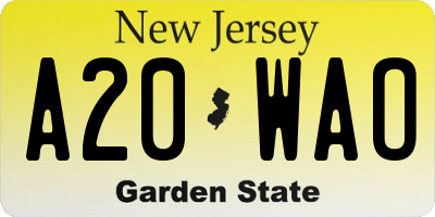 NJ license plate A20WAO