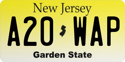 NJ license plate A20WAP