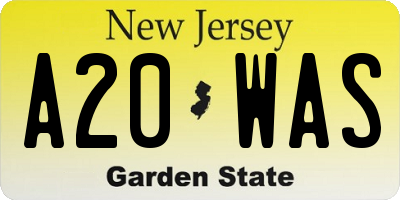 NJ license plate A20WAS