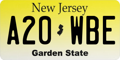 NJ license plate A20WBE