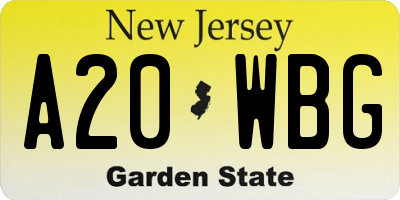 NJ license plate A20WBG