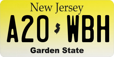 NJ license plate A20WBH