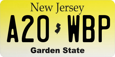 NJ license plate A20WBP