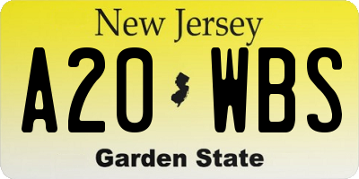 NJ license plate A20WBS