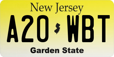 NJ license plate A20WBT