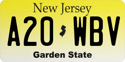 NJ license plate A20WBV