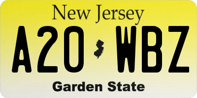 NJ license plate A20WBZ