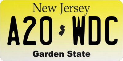 NJ license plate A20WDC