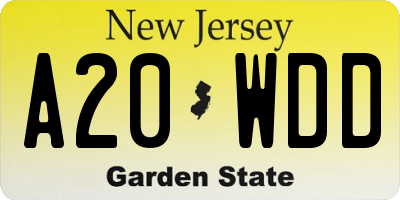 NJ license plate A20WDD