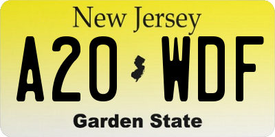 NJ license plate A20WDF