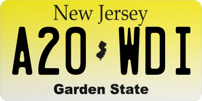 NJ license plate A20WDI