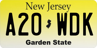 NJ license plate A20WDK