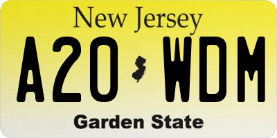 NJ license plate A20WDM