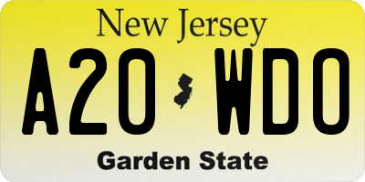 NJ license plate A20WDO