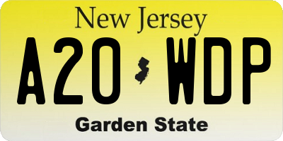 NJ license plate A20WDP