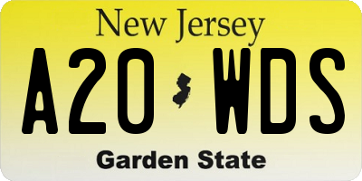 NJ license plate A20WDS