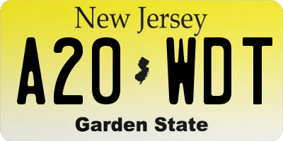 NJ license plate A20WDT
