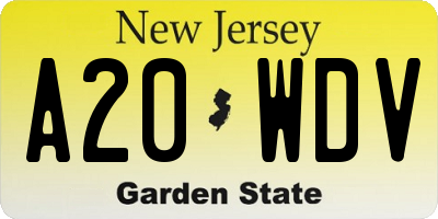 NJ license plate A20WDV