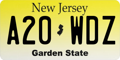 NJ license plate A20WDZ