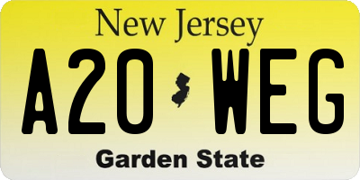 NJ license plate A20WEG
