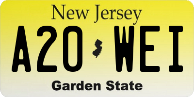 NJ license plate A20WEI