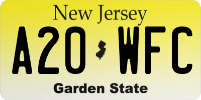 NJ license plate A20WFC