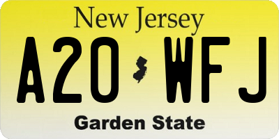 NJ license plate A20WFJ