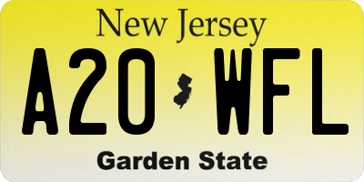 NJ license plate A20WFL
