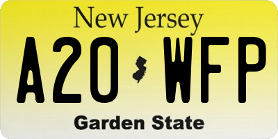 NJ license plate A20WFP