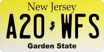 NJ license plate A20WFS