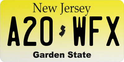 NJ license plate A20WFX