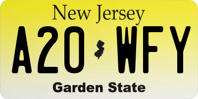 NJ license plate A20WFY