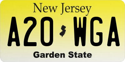 NJ license plate A20WGA