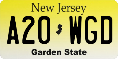 NJ license plate A20WGD